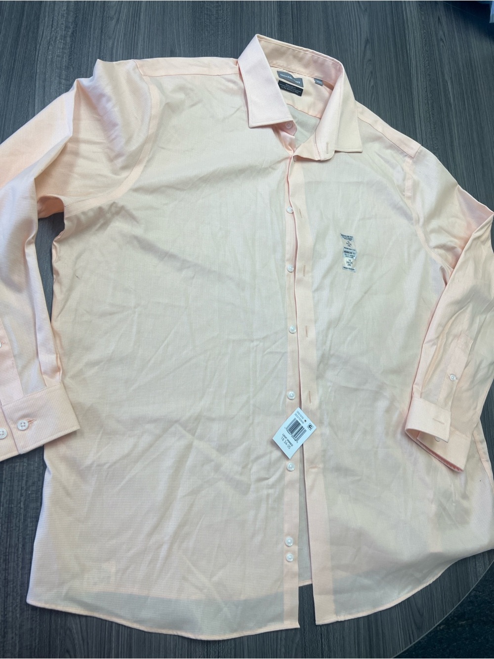 NWT Michael Kors Men's Dress Shirt Gingham Light Orange 2XL Regular Fit - Picture 8 of 12